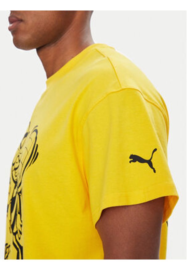 Puma T-Shirt CWC Hoops x Man City 631696 Żółty Regular Fit. Kolor: żółty. Materiał: bawełna