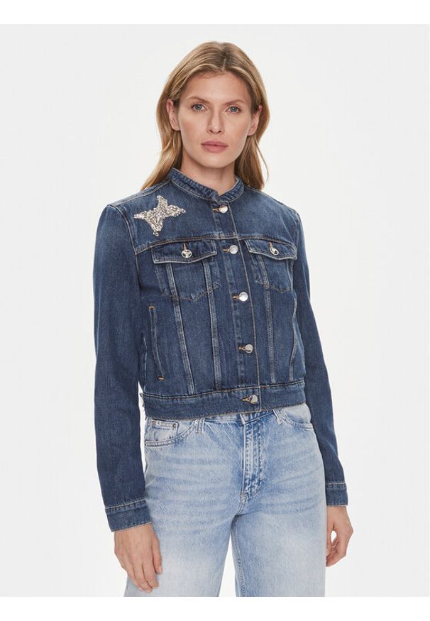 Guess Kurtka jeansowa Delya W4RN54 D4VIG Granatowy Regular Fit. Kolor: niebieski. Materiał: bawełna