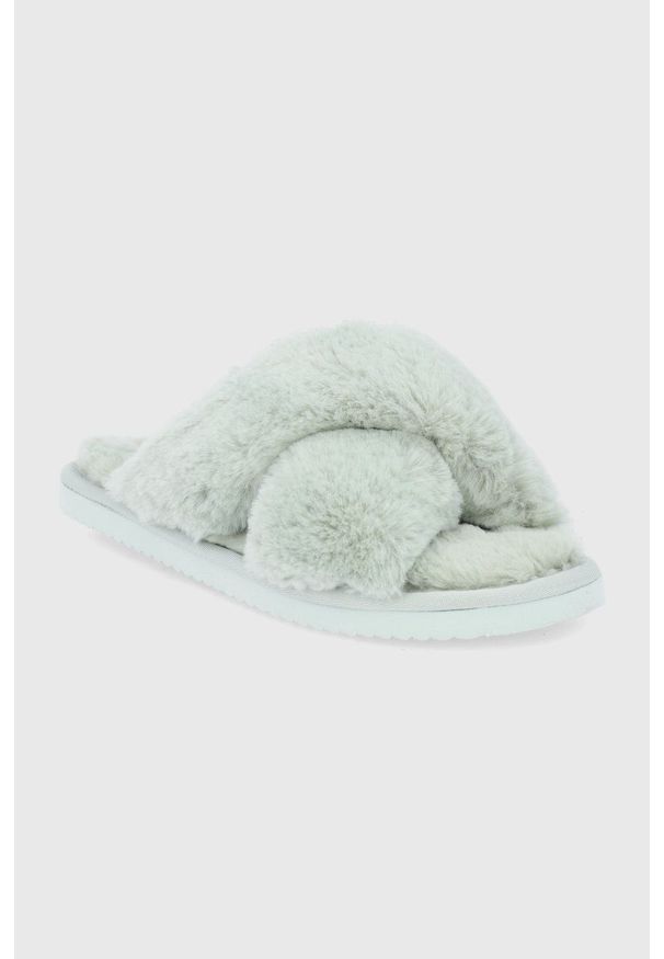 Flip*Flop Kapcie kolor zielony. Nosek buta: okrągły. Kolor: turkusowy. Materiał: materiał. Wzór: gładki
