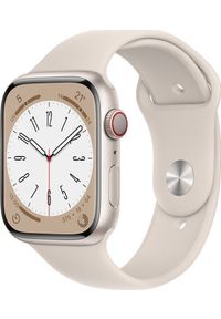 APPLE - Smartwatch Apple Watch 8 GPS + Cellular 45mm Starlight Alu Sport Beżowy (MNK73WB/A). Rodzaj zegarka: smartwatch. Kolor: beżowy. Styl: sportowy #1