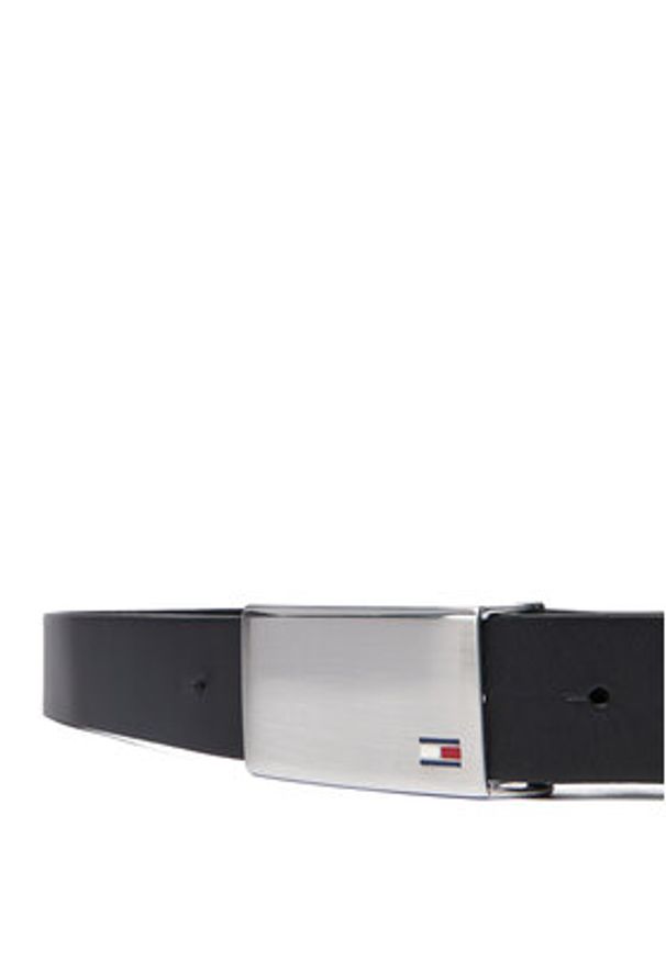 TOMMY HILFIGER - Tommy Hilfiger Pasek Męski Th Plaque Belt 3.5 Adj AM0AM01995 Czarny. Kolor: czarny. Materiał: skóra