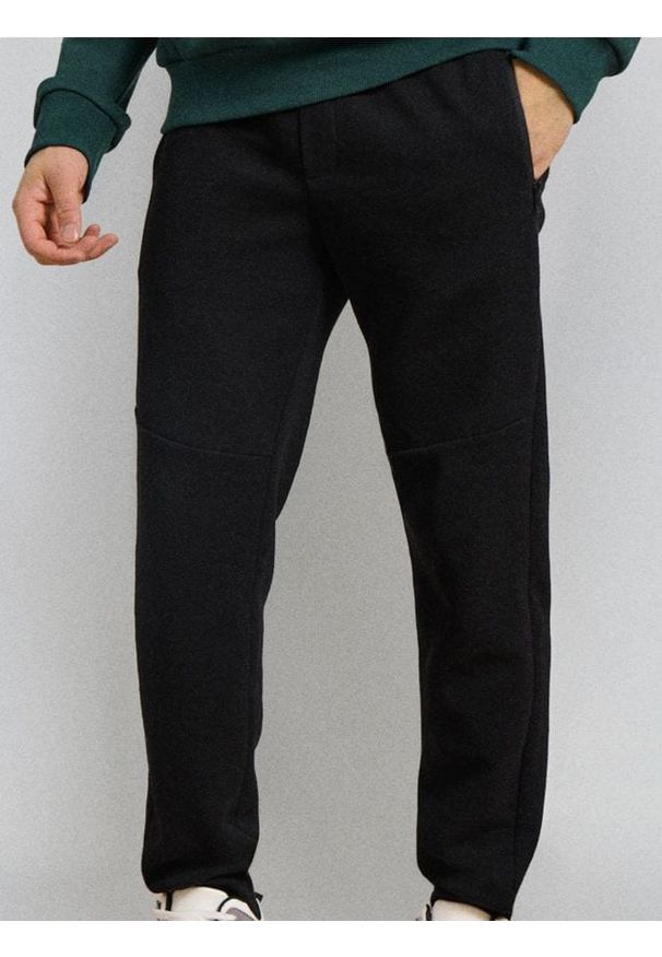 Sinsay - Strukturalne spodnie regular fit - czarny. Kolor: czarny