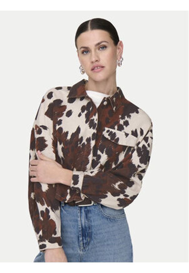 only - ONLY Koszula Canny 15358626 Brązowy Regular Fit. Kolor: brązowy. Materiał: bawełna