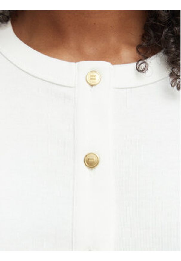 TOMMY HILFIGER - Tommy Hilfiger Bluzka WW0WW48709 Kremowy Slim Fit. Kolor: kremowy. Materiał: bawełna