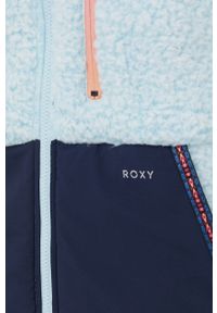 Roxy bluza damska z kapturem gładka. Typ kołnierza: kaptur. Kolor: niebieski. Materiał: dzianina. Wzór: gładki #4