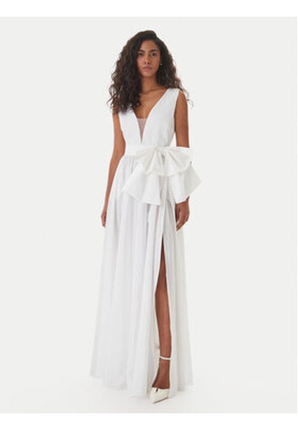 Fracomina Sukienka wieczorowa FQ26SD3009W83101 Biały Regular Fit. Kolor: biały. Materiał: syntetyk. Styl: wizytowy