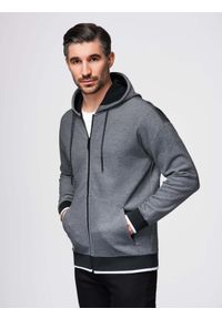 Ombre Clothing - Męska bluza dresowa z kapturem o delikatnej strukturze – czarna V1 - Rozmiar: L. Okazja: na co dzień. Typ kołnierza: kaptur. Kolor: czarny. Materiał: dresówka. Styl: casual, sportowy