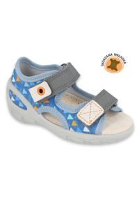 Befado obuwie dziecięce pu 065X158 niebieskie szare wielokolorowe. Kolor: wielokolorowy, niebieski, szary. Materiał: tkanina, bawełna
