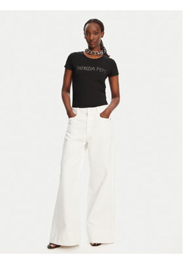 Patrizia Pepe T-Shirt CM1419/J013-K103 Czarny Regular Fit. Kolor: czarny. Materiał: wiskoza