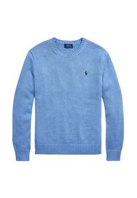 Polo Ralph Lauren Sweter 710810846038 Błękitny Regular Fit. Typ kołnierza: polo. Kolor: niebieski. Materiał: bawełna #5