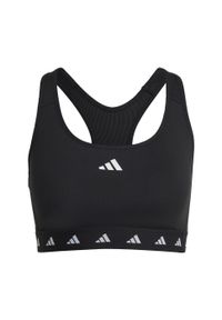 Adidas - Powerreact Training Medium-Support Techfit Bra. Kolor: czarny. Materiał: materiał. Technologia: Techfit (Adidas)