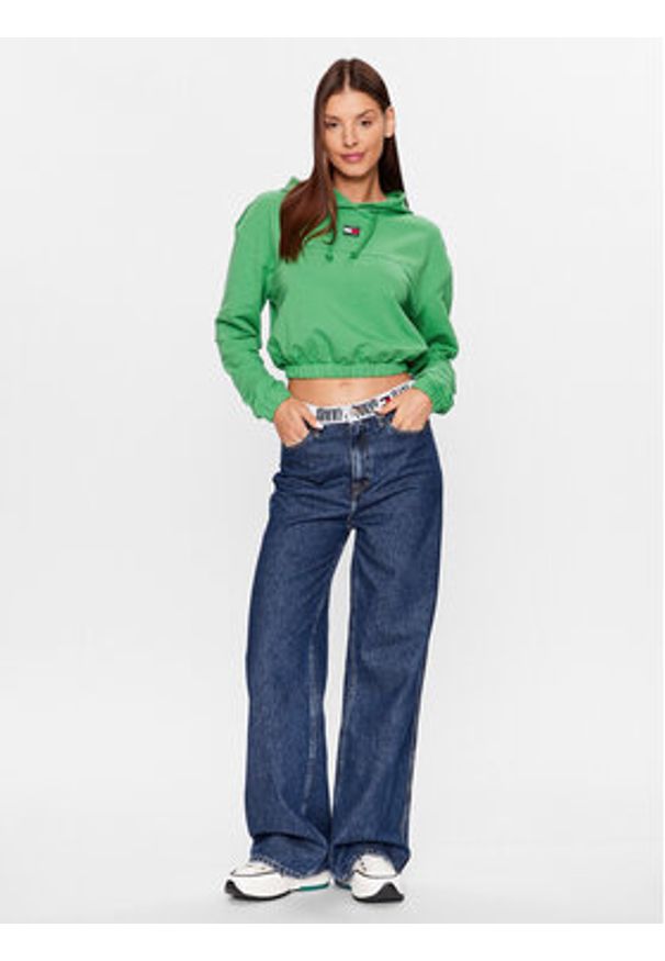 Tommy Jeans Bluza Elasticated Badge DW0DW16135 Zielony Relaxed Fit. Kolor: zielony. Materiał: bawełna
