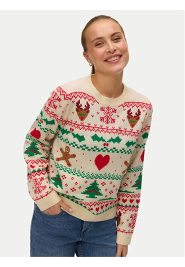 Vero Moda Sweter New Christmas 10334011 Kolorowy Regular Fit. Materiał: syntetyk. Wzór: kolorowy