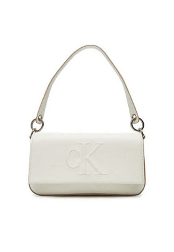 Calvin Klein Torebka Sculpted Flap Shoulder Pouch LV04K3148G Biały. Kolor: biały. Materiał: skórzane