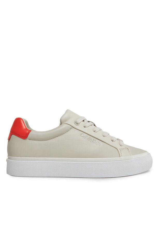 Calvin Klein Sneakersy Vulc Lace Up - Diamond Foxing HW0HW01865 Écru