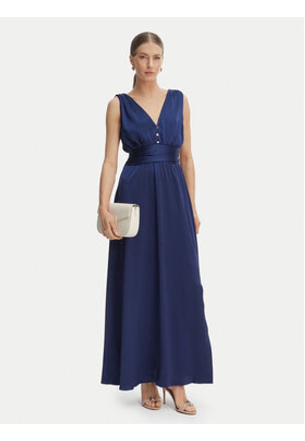 Morgan Sukienka wieczorowa 261-RSILVIA Granatowy Regular Fit. Kolor: niebieski. Materiał: syntetyk. Styl: wizytowy