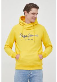 Pepe Jeans bluza bawełniana GEORGE HOODY męska kolor żółty z kapturem z aplikacją. Typ kołnierza: kaptur. Kolor: żółty. Materiał: bawełna. Wzór: aplikacja #5