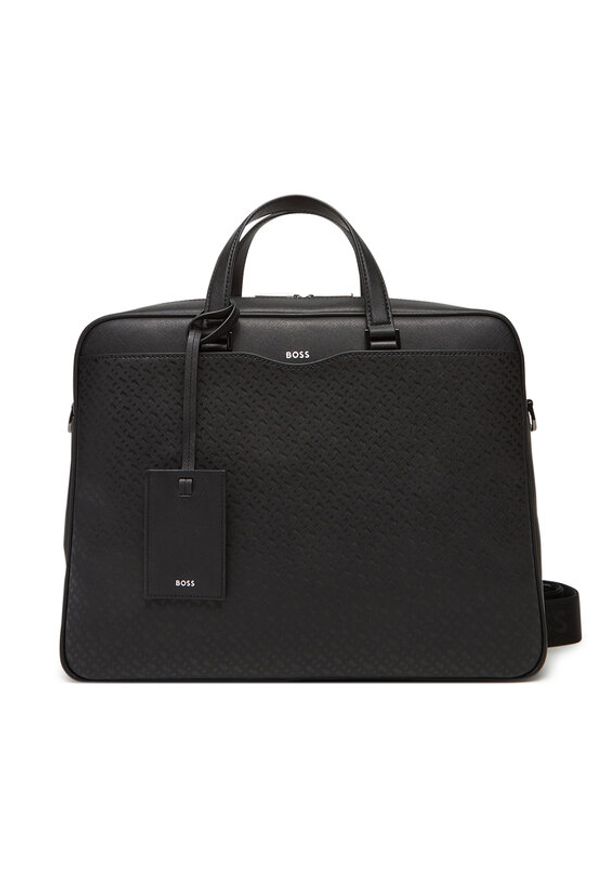 BOSS Torba na laptopa 50542235 Czarny. Kolor: czarny. Materiał: skóra