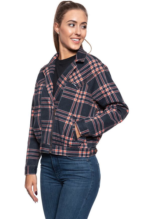Wrangler - DAMSKA KURTKA JEANSOWA WRANGLER 80´S JACKET INDIGO CHECK W404WZ89M 112128697. Materiał: jeans