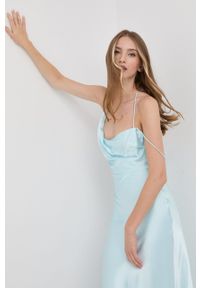 BARDOT - Bardot sukienka kolor turkusowy maxi rozkloszowana. Kolor: turkusowy. Materiał: tkanina. Długość rękawa: na ramiączkach. Typ sukienki: rozkloszowane. Długość: maxi #5