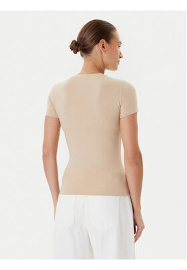 Guess T-Shirt W5YI13 J1314 Beżowy Regular Fit. Kolor: beżowy. Materiał: bawełna