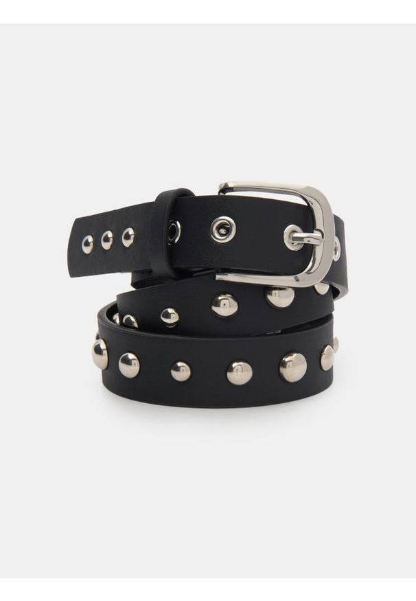 Sinsay - Pasek z imitacji skóry - czarny. Kolor: czarny. Materiał: skóra