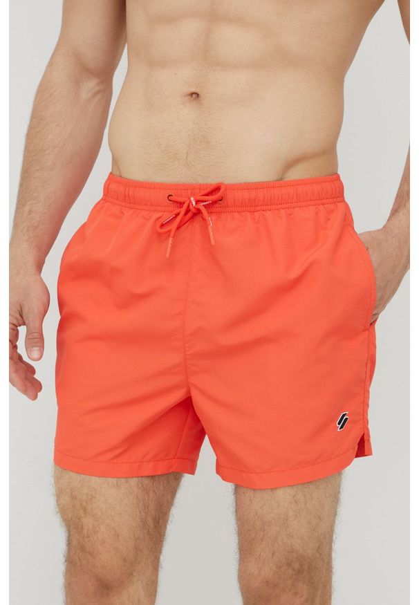Superdry szorty kąpielowe kolor pomarańczowy. Kolor: pomarańczowy. Materiał: poliester, tkanina