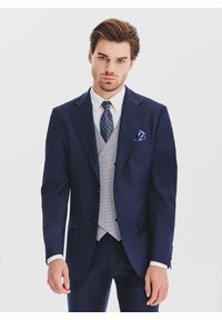 Pako Lorente - PAKO LORENTE - Granatowy garnitur męski z wełną. Kolor: niebieski. Materiał: wełna #4