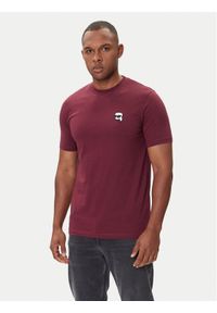 Karl Lagerfeld - KARL LAGERFELD T-Shirt 755710 554224 Fioletowy Regular Fit. Typ kołnierza: dekolt w karo. Kolor: fioletowy. Materiał: bawełna