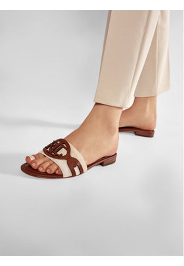 Lauren Ralph Lauren - LAUREN RALPH LAUREN Klapki Alegra 802826823001 Beżowy. Kolor: beżowy. Materiał: materiał