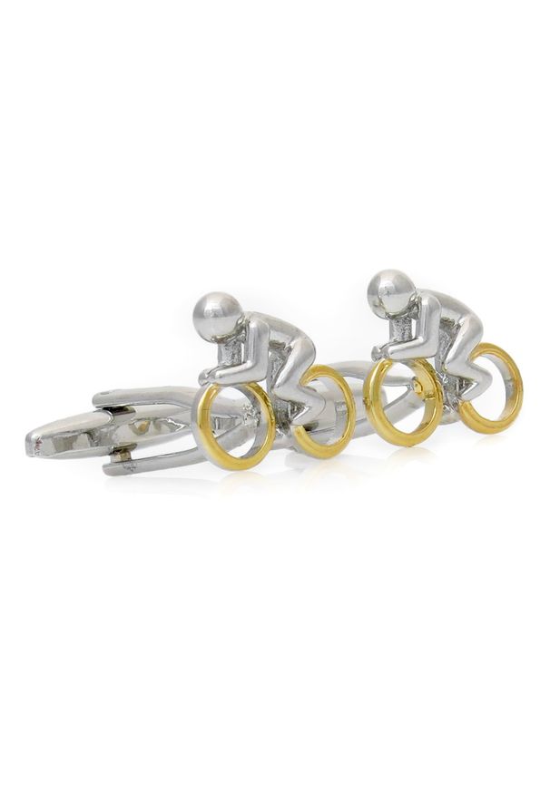 Modini - Srebrno-złote spinki do mankietów - rowery A281. Kolor: srebrny, złoty, wielokolorowy