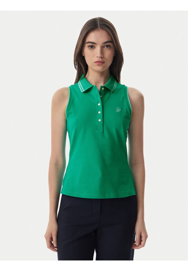 TOMMY HILFIGER - Tommy Hilfiger Polo 1985 WW0WW49561 Zielony Slim Fit. Typ kołnierza: polo. Kolor: zielony. Materiał: bawełna