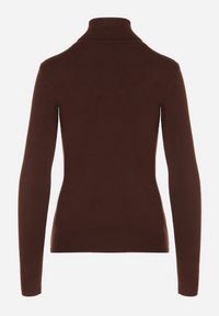 Born2be - Brązowy Golf z Bawełną o Prostym Kroju Mevoresa. Okazja: na co dzień. Typ kołnierza: golf. Kolor: brązowy. Materiał: bawełna. Styl: klasyczny, casual, elegancki #3