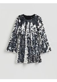 Reserved - Sukienka z cekinami - srebrny. Kolor: srebrny. Materiał: dzianina #1
