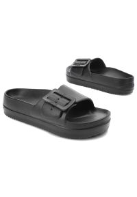 Big-Star - Czarne Klapki Big Star Wygodne Obuwie Damskie Na Platformie. Okazja: na co dzień. Kolor: czarny. Materiał: materiał. Wzór: jednolity. Obcas: na platformie. Styl: klasyczny, casual, elegancki #6