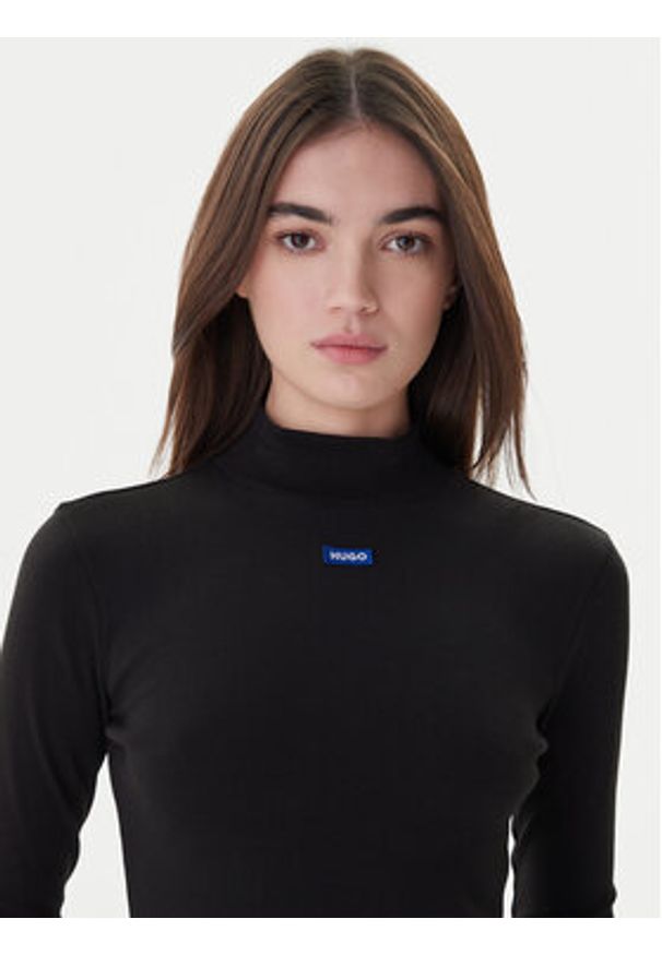 Hugo Golf 50525318 Czarny Regular Fit. Typ kołnierza: golf. Kolor: czarny. Materiał: bawełna