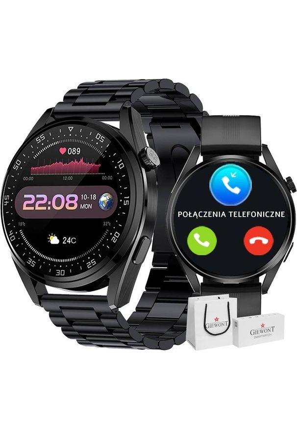 Smartwatch Giewont Smartwatch Giewont GW450-1 Czarny + Pasek Czarny Silikonowy. Rodzaj zegarka: smartwatch. Kolor: czarny