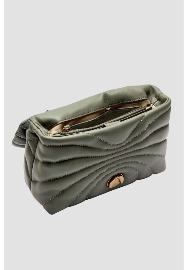 Pinko - PINKO Zielona kopertówka Love Puff Mini CL AW25. Kolor: zielony. Materiał: skórzane. Styl: casual, elegancki, wizytowy