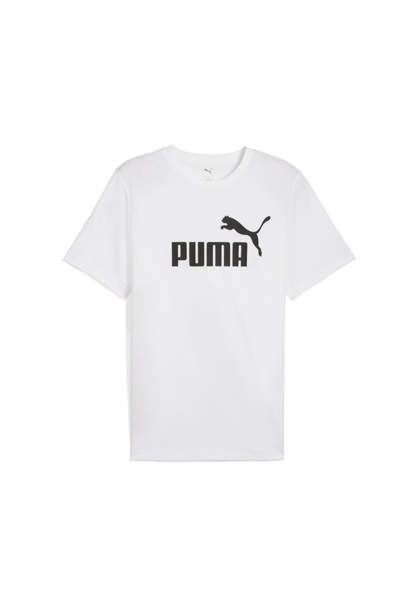 Puma - Męska koszulka Essentials z logo No. 1 PUMA. Kolor: biały. Materiał: guma. Wzór: nadruk. Sport: bieganie