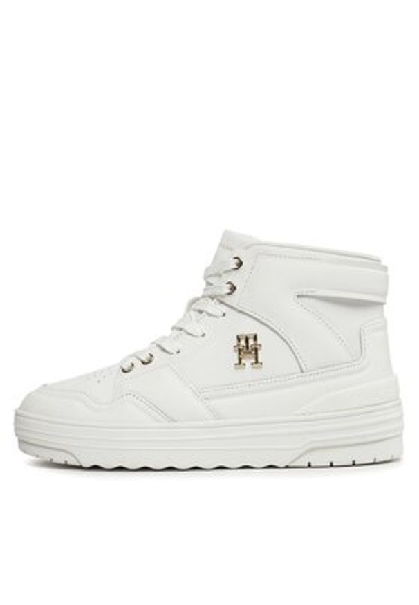 TOMMY HILFIGER - Tommy Hilfiger Sneakersy Th Basket Hi FW0FW07757 Écru. Materiał: skóra