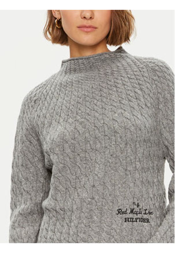 TOMMY HILFIGER - Tommy Hilfiger Sweter WW0WW42144 Szary Relaxed Fit. Kolor: szary. Materiał: wełna