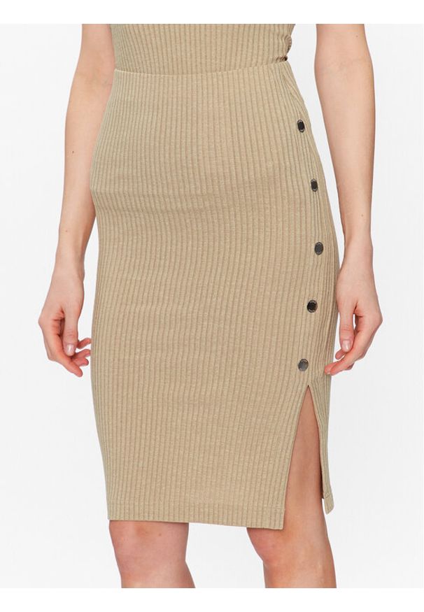 Guess Spódnica ołówkowa Edna W3GD99 KBPF0 Beżowy Slim Fit. Kolor: beżowy. Materiał: syntetyk