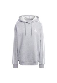 Adidas - Essentials Fleece 3-Stripes Hoodie. Typ kołnierza: kaptur. Kolor: szary, wielokolorowy, biały. Materiał: polar, materiał