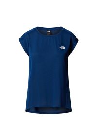 Koszulka damska The North Face Tanken 0A8BS2YNJ1 - granatowa. Kolor: niebieski. Materiał: tkanina, poliester. Długość rękawa: krótki rękaw. Długość: krótkie. Sport: fitness #1