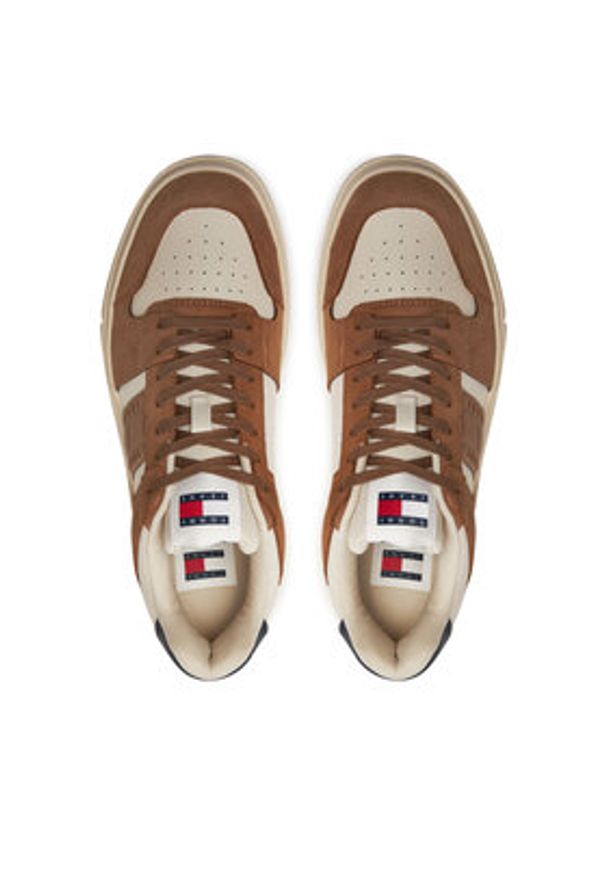 Tommy Jeans Sneakersy EM0EM01457 Brązowy. Kolor: brązowy. Materiał: zamsz, skóra