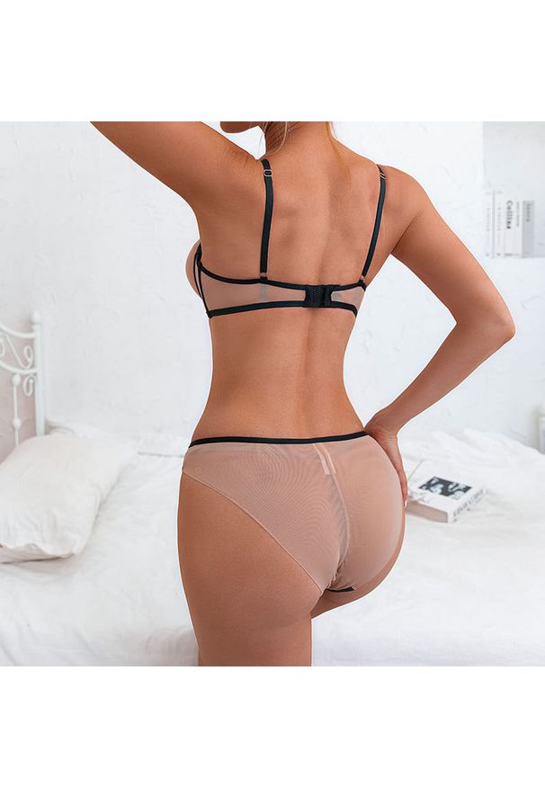 Intica - Zestaw bielizny z kontrastową lamówką na romantyczny wieczór Annetraud. Kolor: wielokolorowy. Materiał: materiał