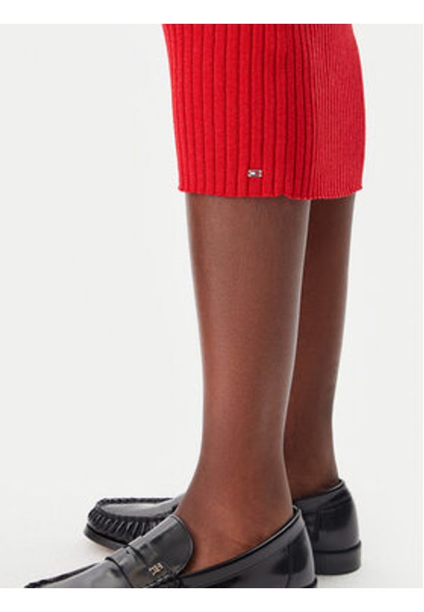 TOMMY HILFIGER - Tommy Hilfiger Sukienka codzienna WW0WW44493 Czerwony Slim Fit. Okazja: na co dzień. Kolor: czerwony. Materiał: wiskoza. Typ sukienki: proste. Styl: casual