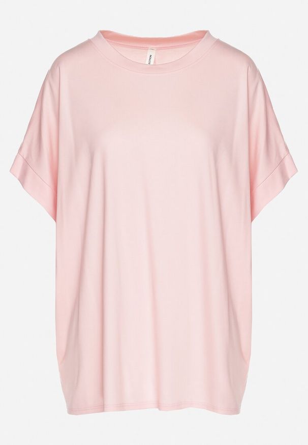 Born2be - Jasnoróżowy T-shirt z Wiskozą o Kroju Nietoperza Tanariona. Okazja: na co dzień. Kolor: różowy. Materiał: wiskoza. Styl: casual