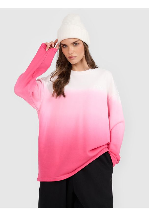 4f - 4F Bluza dresowa nierozpinana bez kaptura damska - różowa L. Typ kołnierza: bez kaptura. Kolor: różowy. Materiał: dresówka
