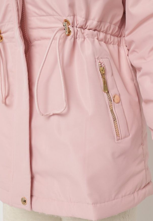 Born2be - Różowa Dwustronna Kurtka Parka z Odpinanym Kapturem i Futrzaną Podszewką Zinnalea. Okazja: na spacer. Kolor: różowy. Materiał: futro. Wzór: gładki. Styl: elegancki